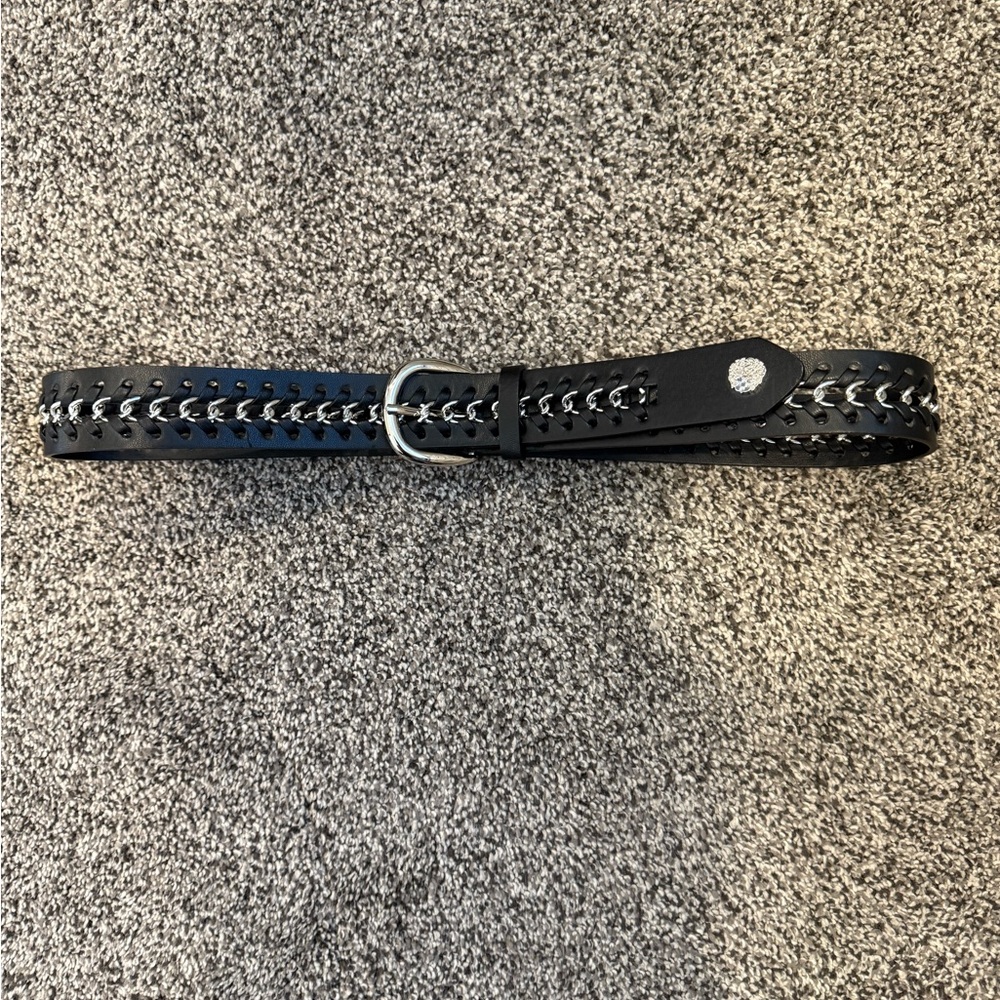 Source Unknown Black and Silver Women's Belt